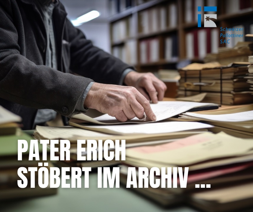 Pater Erich stöbert im Archiv